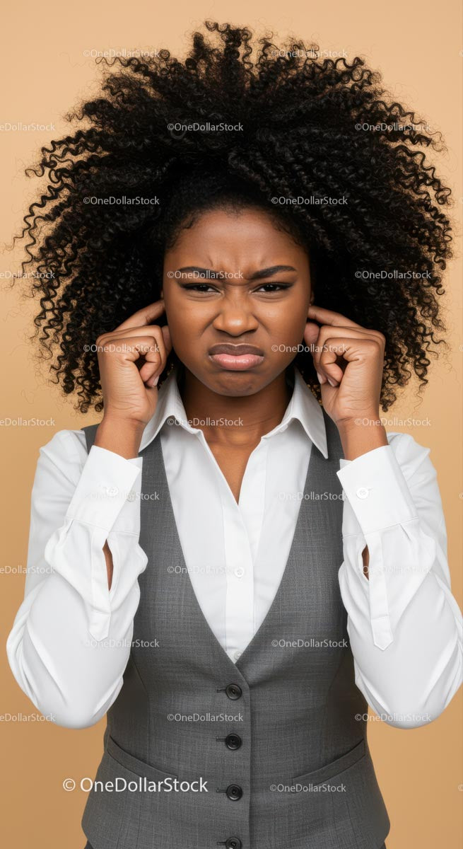 Frustrated Woman with Curly Hair Showing Annoyed Facial Expression