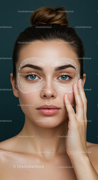 Elegant Young Woman Applying Facial Mask for Healthy Skin