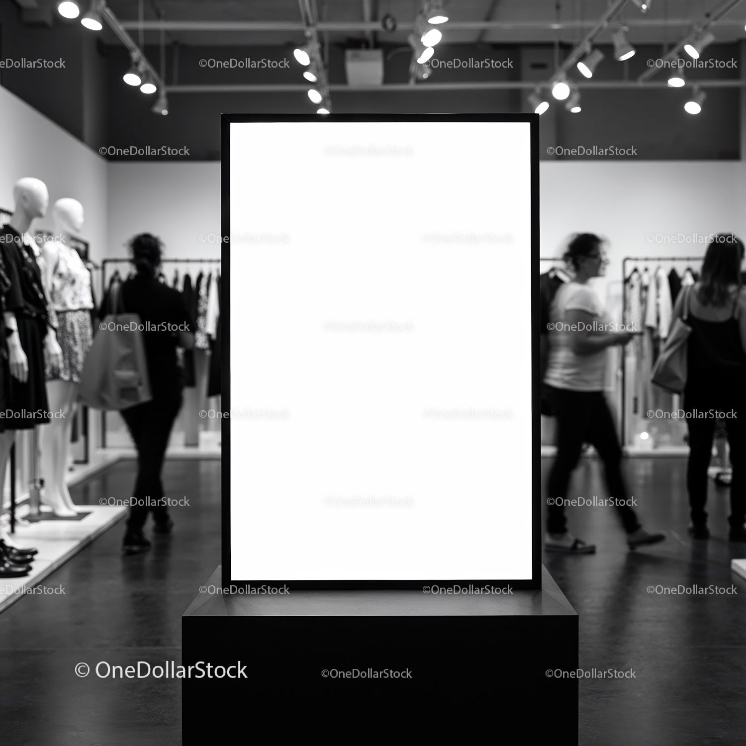 Blank Poster in Modern Fashion Boutique Interior