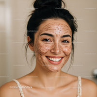 Young Woman with Cleansed and Exfoliated Skin Smiling