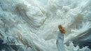 Woman Standing Near White and Cream Swirling Marble Surface