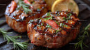 Juicy Grilled Steak with Herbs and Lemon Slice