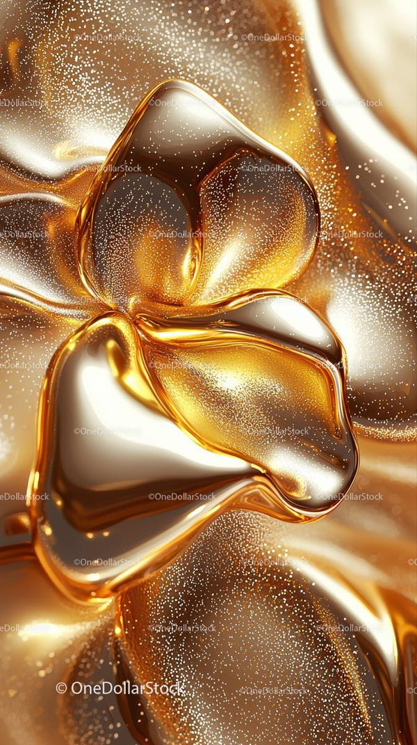 Luxurious Gold Metallic Liquid Art with Swirling Flow