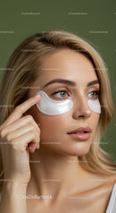 Young Woman Applying Under Eye Patches for Skincare Routine