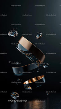 Luxury Rose Gold Bracelet Floating with Diamonds and Water Droplets