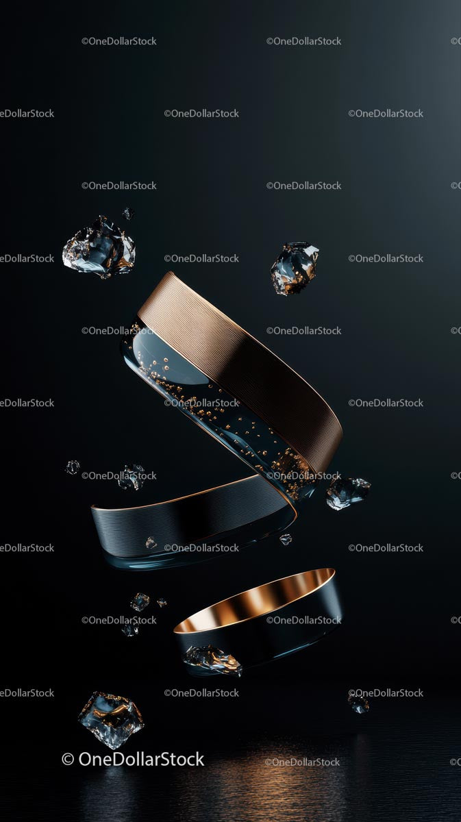 Luxury Rose Gold Bracelet Floating with Diamonds and Water Droplets