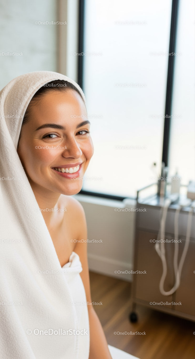 Młoda kobieta korzystająca z zabiegów pielęgnacyjnych skóry w spa Wellness