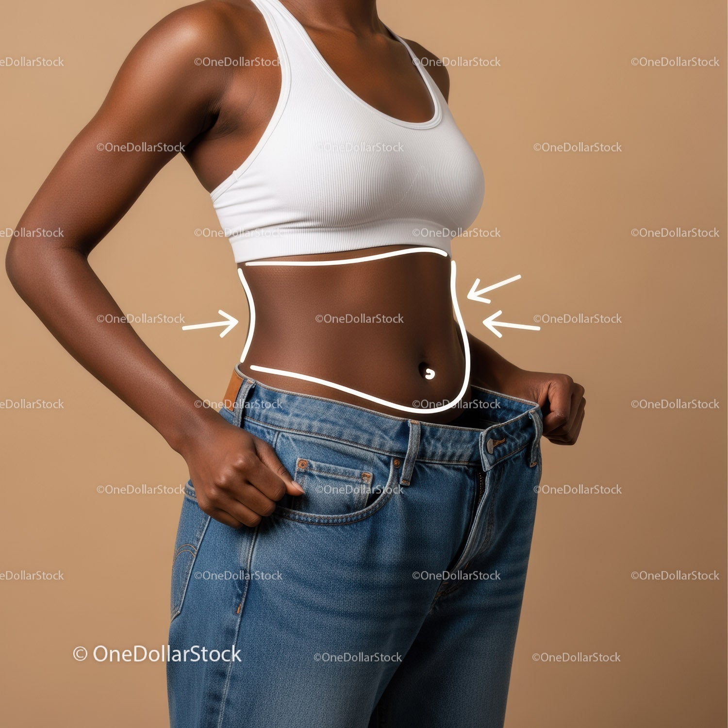 Slim Waistline and Toned Abs Woman Exercising Fitness Routine