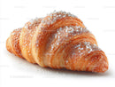 Fresh Croissant with Powdered Sugar on White Background