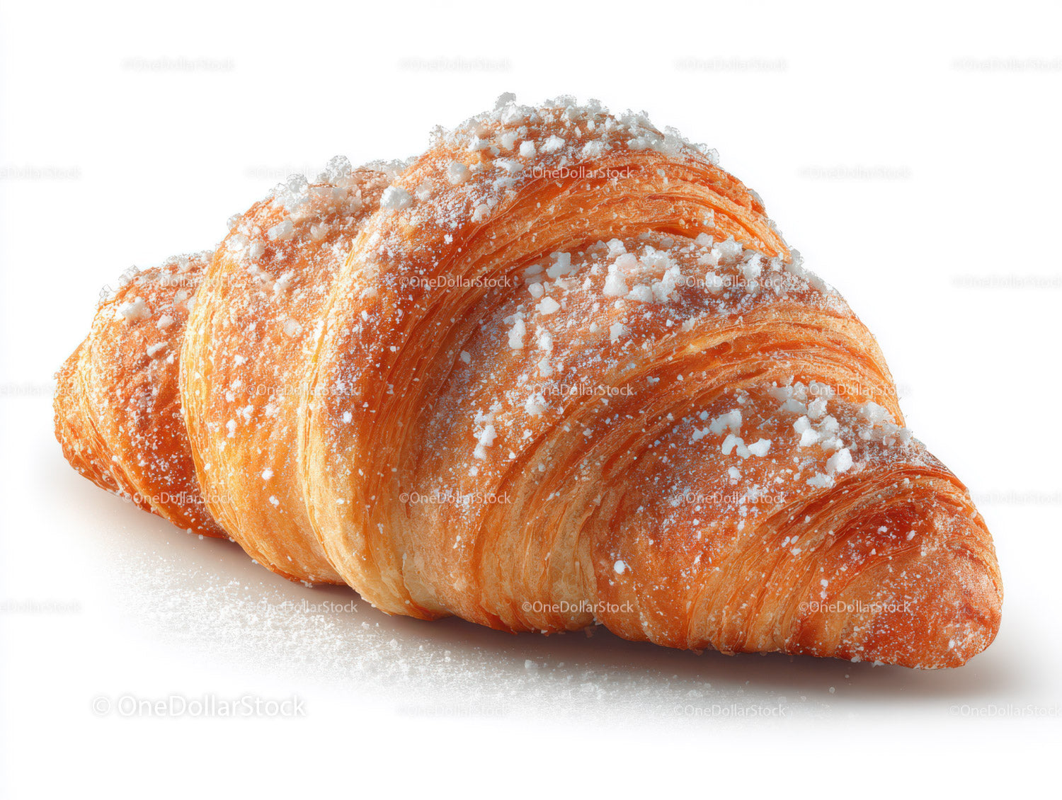 Świeży croissant z cukrem pudrem na białym tle