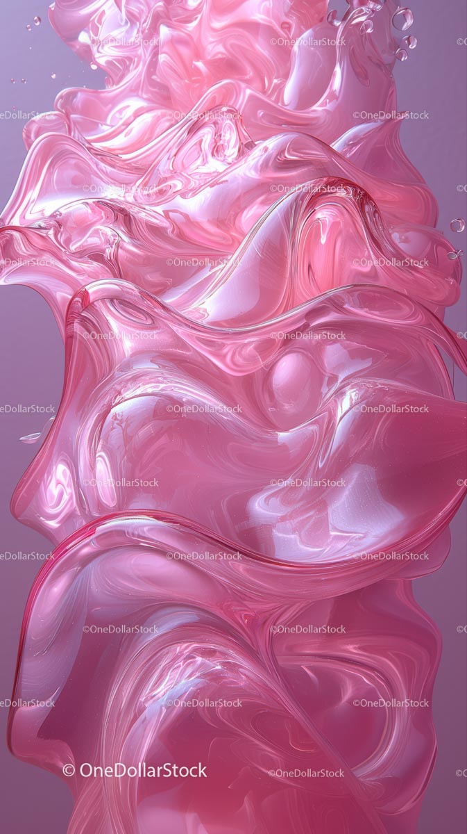 Abstract Pink Liquid Swirl with Glossy Flow and Organic Shapes