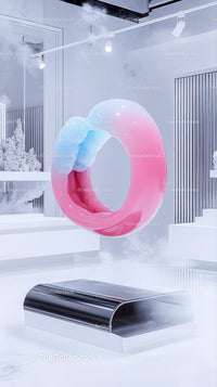 Modern Abstract Circular Sculpture in Futuristic Gallery