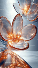 Elegant Abstract Glass Sculpture with Flowing Curves and Metallic Finish