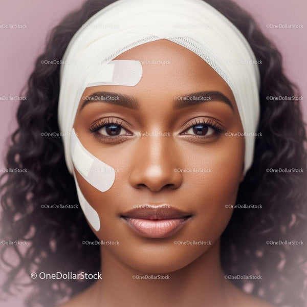 Beautiful African American Woman with Clear Skin and Curly Black Hair