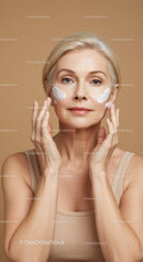 Mature Woman Applying Face Cream for Skin Rejuvenation