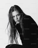 Portrait of a Young Woman with Wet Hair in Black and White Style
