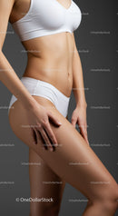 Toned Female Body in White Sportswear for Fitness and Lifestyle