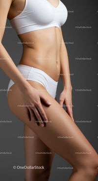 Toned Female Body in White Sportswear for Fitness and Lifestyle