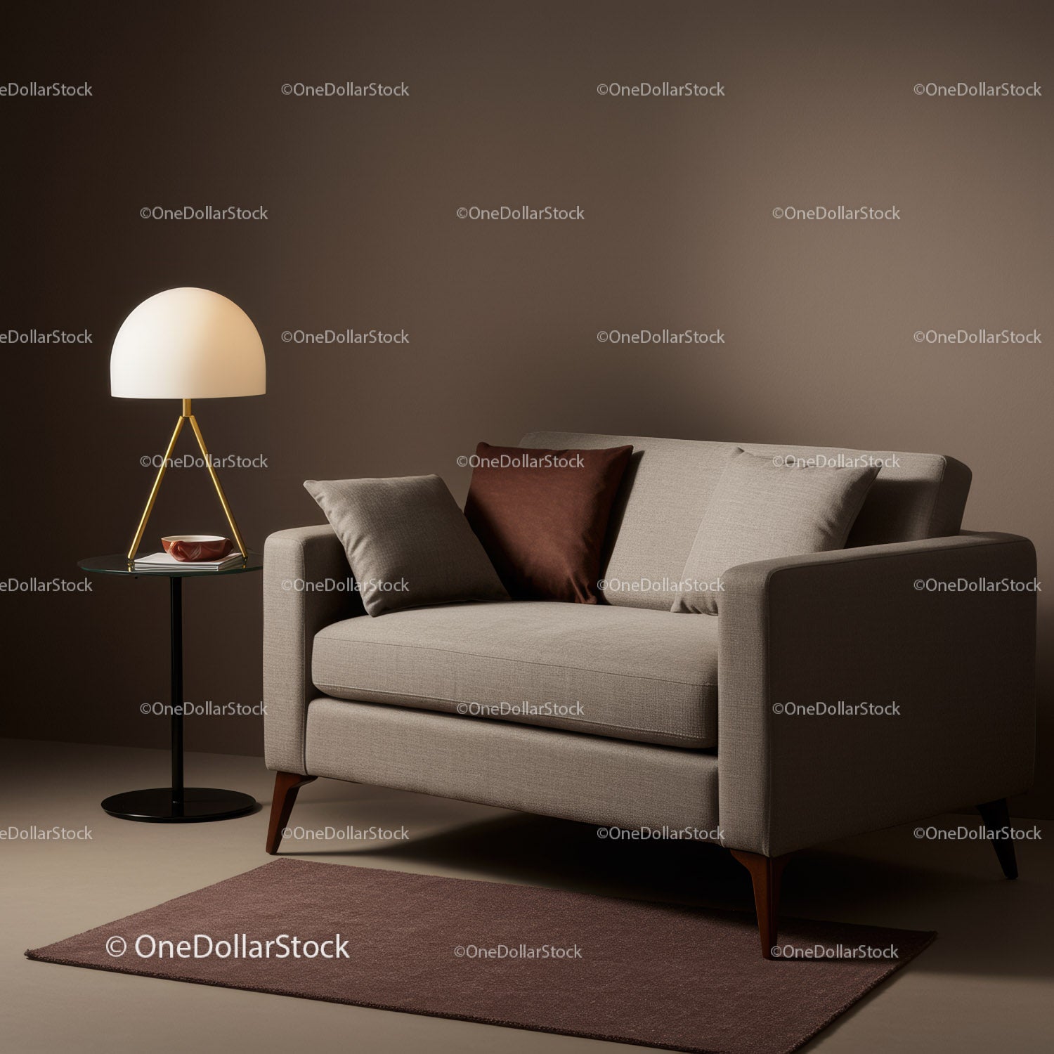 Elegancka beżowa sofa z poduszkami w nowoczesnym wystroju salonu