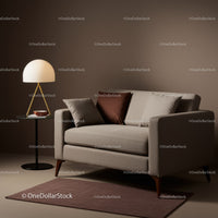 Elegant Beige Sofa with Cushions in Modern Living Room Decor