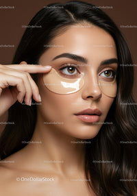 Young Woman Applying Under-Eye Patches for Skincare Routine