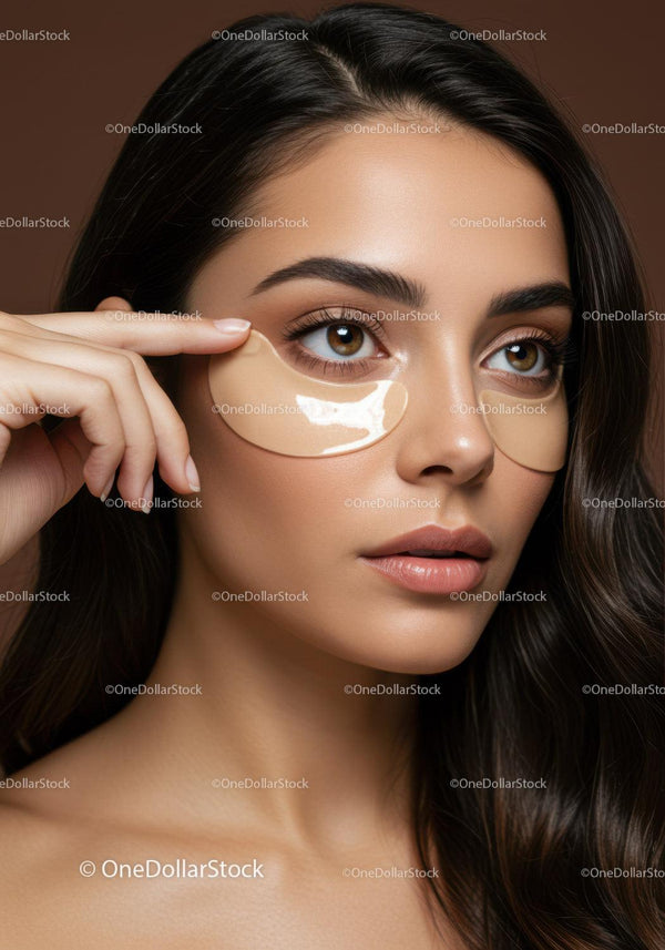 Young Woman Applying Under-Eye Patches for Skincare Routine
