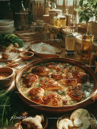 Herb Roasted Chicken in Rustic Kitchen with Fresh Ingredients