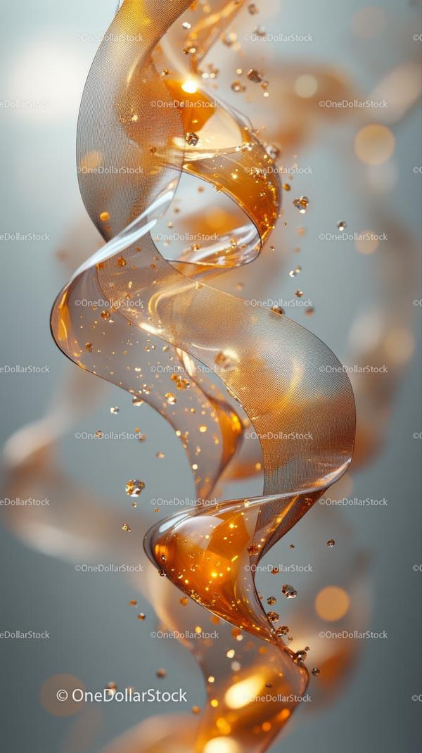 Elegant Gold Ribbon with Sparkling Particles for Celebration Background
