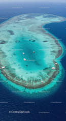 Tropical Atoll with Overwater Bungalows and Crystal Clear Water