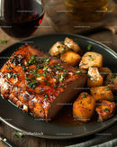 Succulent Glazed Ribs with Roasted Potatoes and Red Wine