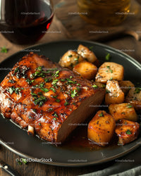 Succulent Glazed Ribs with Roasted Potatoes and Red Wine