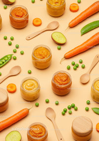 Fresh Vegetable Purees with Carrots and Green Peas