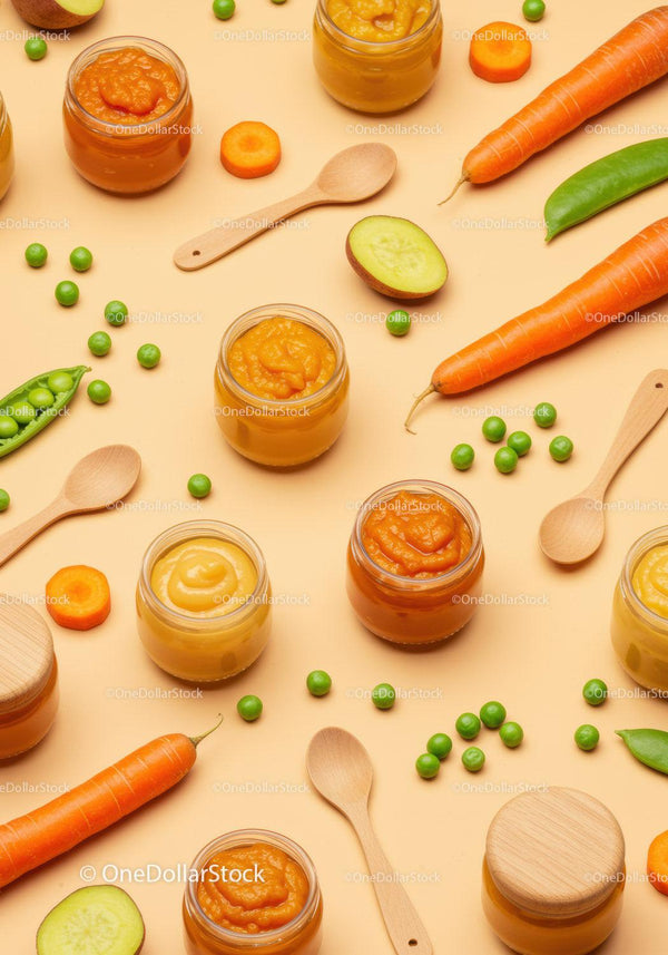Fresh Vegetable Purees with Carrots and Green Peas