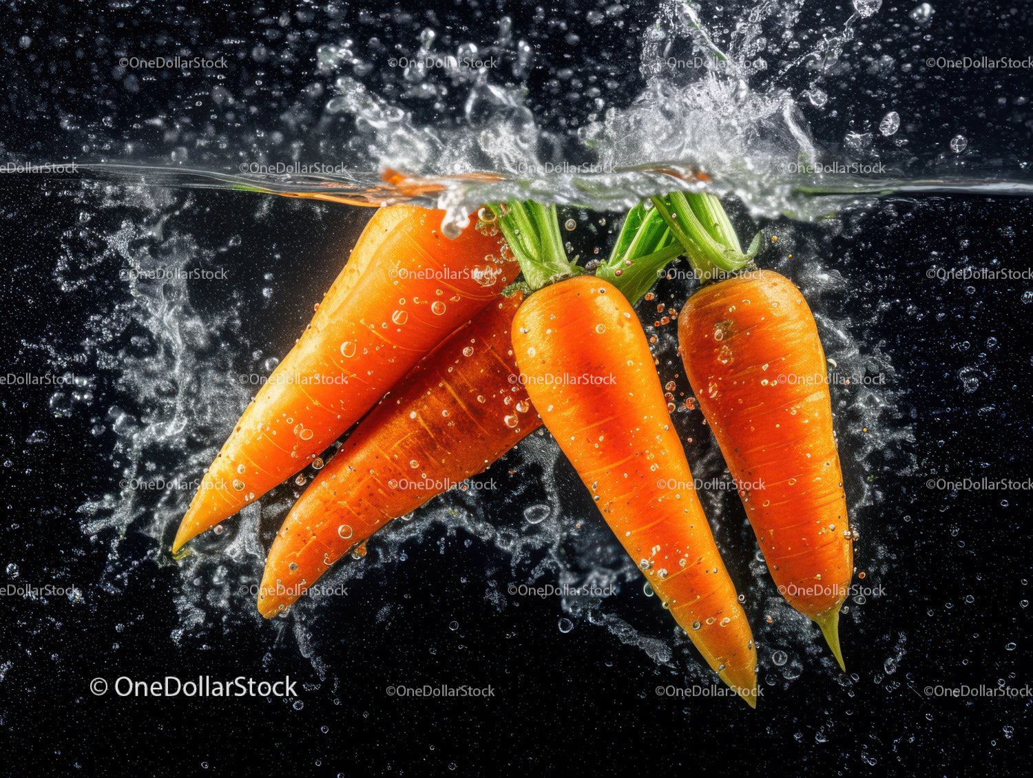 Fresh Orange Carrots Underwater Splash for Healthy Food Advertising
