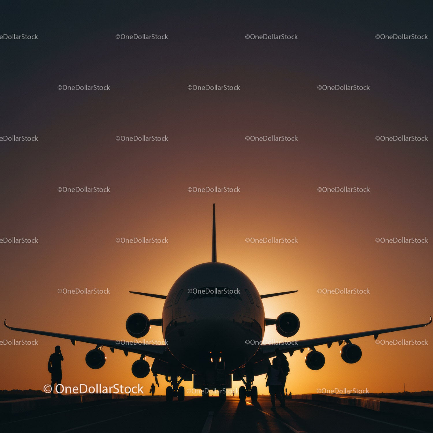 Silhouette of Commercial Jet During Sunset at Airport Runway