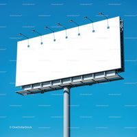 Empty White Billboard Against Clear Blue Sky