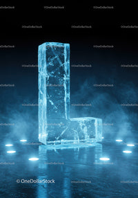 Glowing Ice Block Forming Letter L in Misty Atmosphere