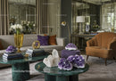 Elegant living room with amethyst decor and modern furniture