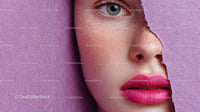 Close-Up Portrait of a Glamorous Model with Pink Lipstick