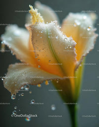 Close-up of Yellow Orchid with Dew Drops on Petals