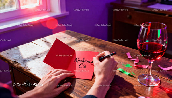 Writing a Romantic Valentine Note by Window Light