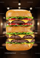 Double Cheeseburger with Fresh Lettuce and Tomato Slices