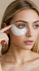 Close-up of Beautiful Woman with Eye Patch and Clear Skin
