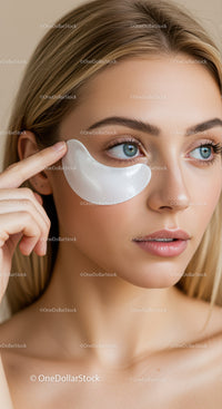 Close-up of Beautiful Woman with Eye Patch and Clear Skin