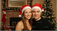 Couple Wearing Santa Hats Celebrating Christmas Together