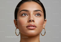 Portrait of a Beautiful Woman with Brown Eyes and Full Lips