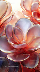 Colorful Glass Flower Art Sculpture with Reflective Petals