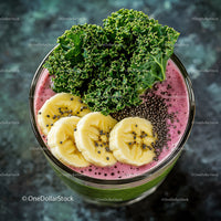Vibrant Purple and Green Detox Smoothie with Banana and Mint