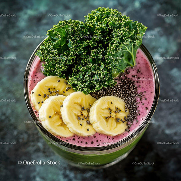 Vibrant Purple and Green Detox Smoothie with Banana and Mint