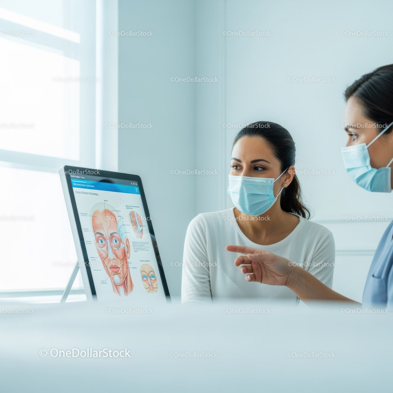 Medical Professionals Discuss Anatomy Chart in Clinic